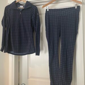 Columbia Women's Dark Blue Houndstooth Fleece Jogger Set